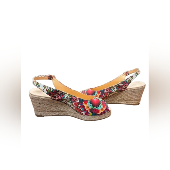 Desigual Lili NWT Espadrille Floral Wedge Heel Slip On Multicoloured Size 36/6W - Picture 1 of 9